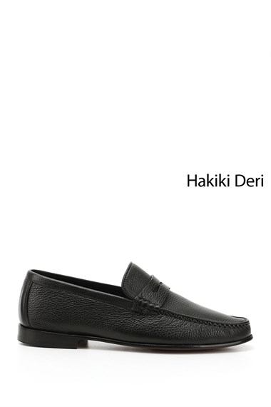 Mens Black Leather Sole Genuine Leather Loafer Shoes