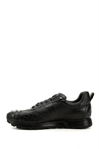 Mens Black Python Laced Genuine Leather Comfort Sneaker