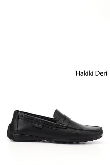 Erkek Siyah Rok Hakiki Deri Loafer Ayakkabı