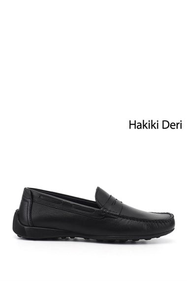 Erkek Siyah Rok Hakiki Deri Loafer Ayakkabı
