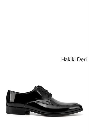 Mens Black Patent Leather Laced Leather Sole Genuine Leather Classic Shoes
