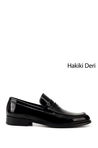 Mens Black Patent Leather Sole Genuine Leather Loafer Shoes