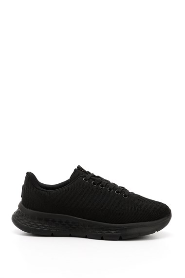 Erkek Siyah Triko Bağcıklı Comfort Sneaker