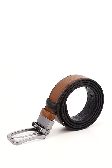 Erkek Siyaha Taba Hakiki Deri 3,5 Cm Çift Taraflı Klasik Kemer