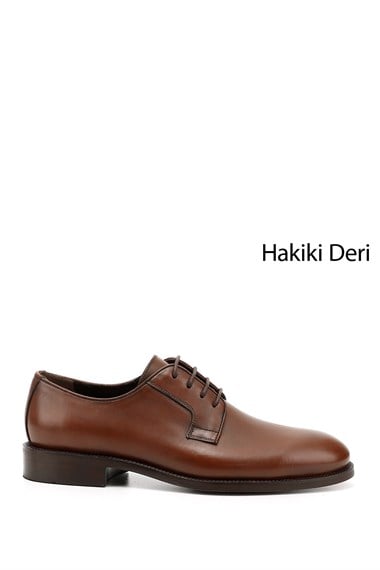 Erkek Taba Antik Bağcıklı Hakiki Deri Klasik Ayakkabı