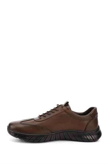Mens Tan Antique Laced Rubber Sole Genuine Leather Sneakers