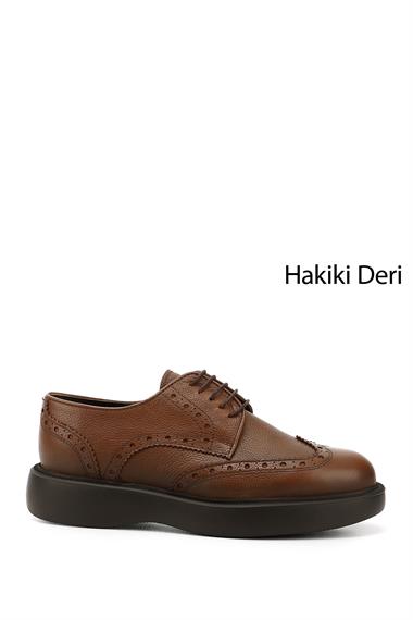 Mens Tan Floater Lace-Up Genuine Leather Classic Shoes