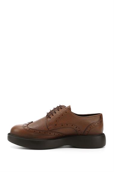 Mens Tan Floater Lace-Up Genuine Leather Classic Shoes