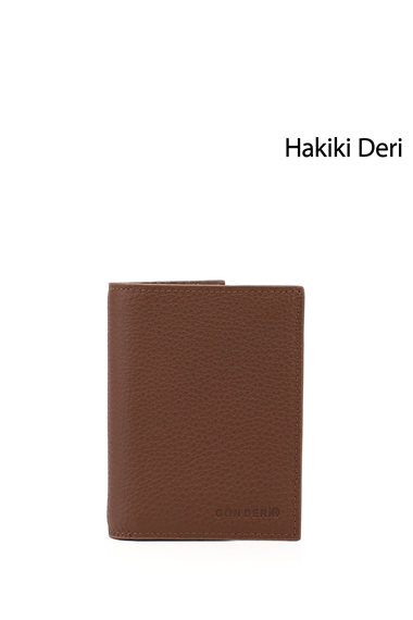 Erkek Taba Floter Hakiki Deri Dikey Cüzdan