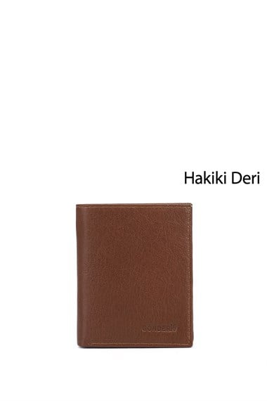 Erkek Taba Hakiki Deri Dikey Cüzdan