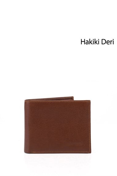 Erkek Taba Hakiki Deri Yatay Cüzdan