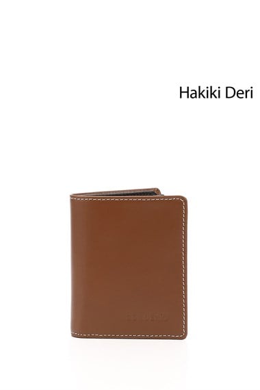 Erkek Tabaya Kahve Hakiki Deri Dikey Cüzdan