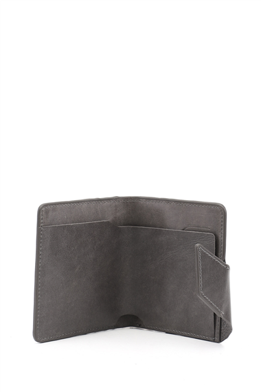 Gri Crazy Hakiki Deri Unisex Kartlık