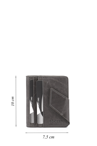 Gri Crazy Hakiki Deri Unisex Kartlık