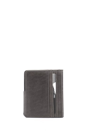 Gri Crazy Hakiki Deri Unisex Kartlık