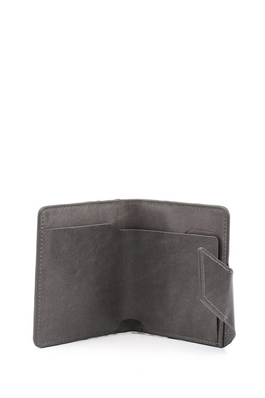 Gri Crazy Hakiki Deri Unisex Kartlık