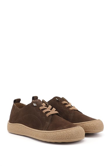 Kadın Açık Kahve Süet Bağcıklı Hakiki Deri Sneaker