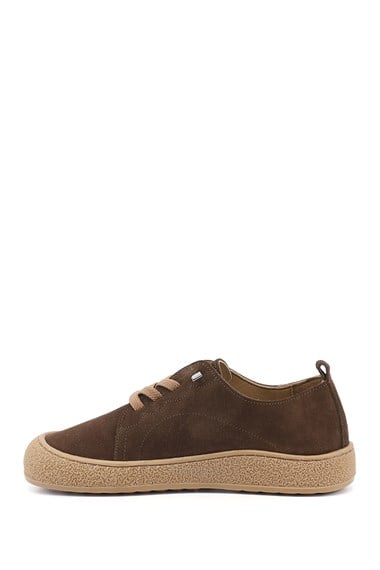 Kadın Açık Kahve Süet Bağcıklı Hakiki Deri Sneaker
