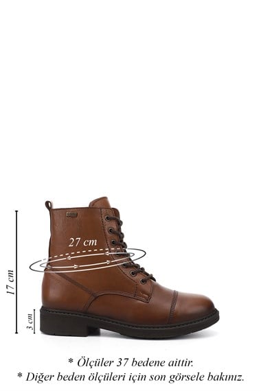 Womens Light Brown Zippered Genuine Leather Combat Boots