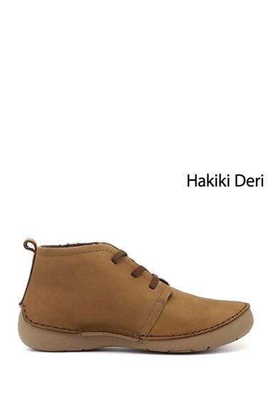 Womens Light Tan Nubuck Lace-up Genuine Leather Comfort Boot