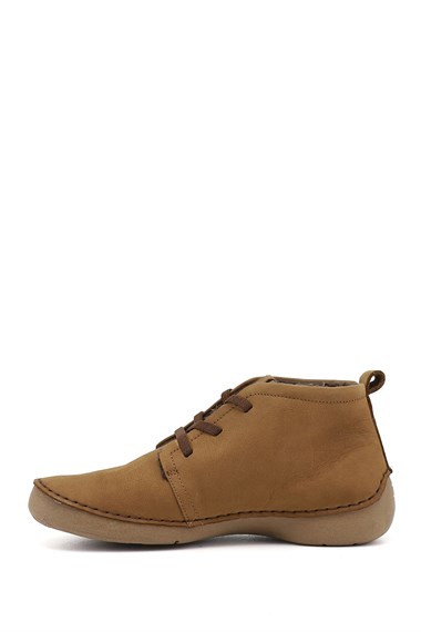 Womens Light Tan Nubuck Lace-up Genuine Leather Comfort Boots