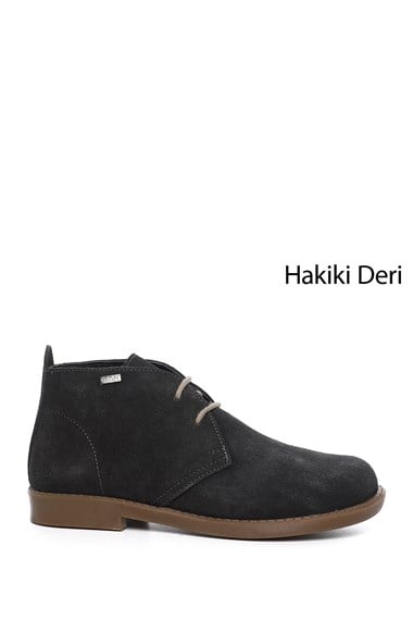 Kadın Antrasit Süet Kauçuk Taban Hakiki Deri Bot