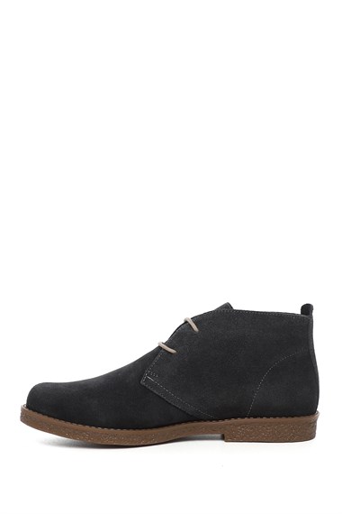 Womens Anthracite Suede Oxford Molded Rubber Sole Genuine Leather Boots