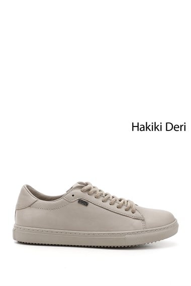 Kadın Bej Antik Bağcıklı Termo Taban Hakiki Deri Sneaker