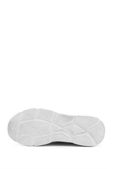 Kadın Bej Antik Fermuarlı Dolgu Taban Hakiki Deri Sneaker
