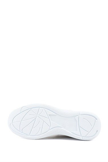Kadın Bej Bağcıklı Dolgu Taban Hakiki Deri Sneaker