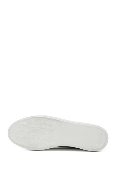 Kadın Bej Bağcıklı Dolgu Taban Hakiki Deri Sneaker