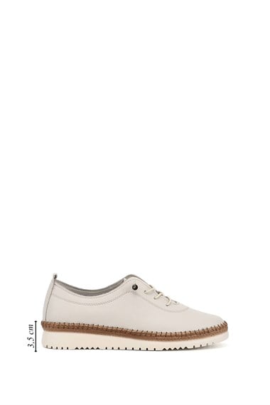 Womens Beige Lace-up Genuine Leather Comfort Shoes