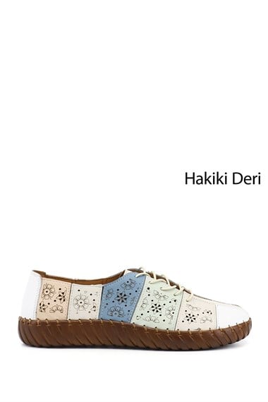 Kadın Bej Bağcıklı Hakiki Deri Comfort Ayakkabı