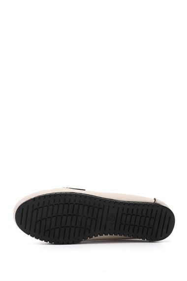 Womens Beige Flat Sole Buckled Ballet Flats