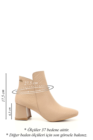 Womens Beige Zippered Chunky Heel Boots