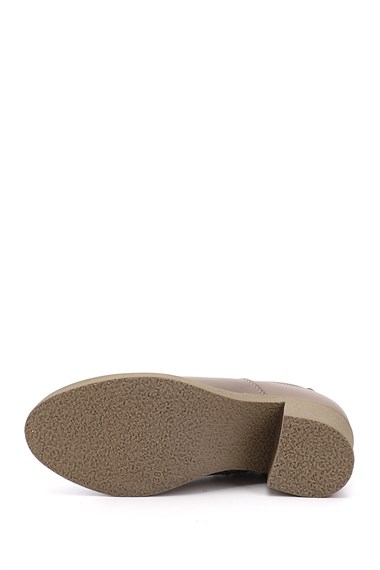 Womens Beige Zippered Chunky Heel Genuine Leather Chelsea Boots