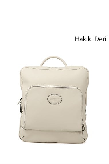 Kadın Bej Hakiki Deri El Ve Sırt Çantası