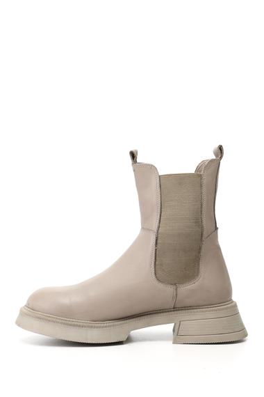Kadın Bej Kalın Taban Hakiki Deri Chelsea Bot