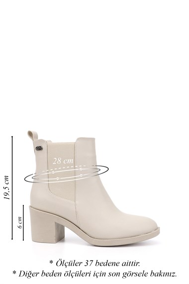 Womens Beige Chunky Heel Chelsea Boots