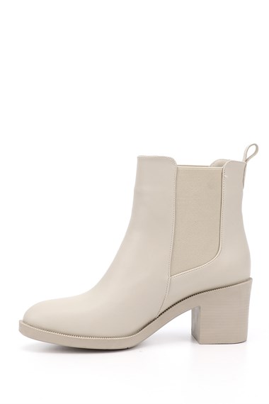 Womens Beige Chunky Heel Chelsea Boots