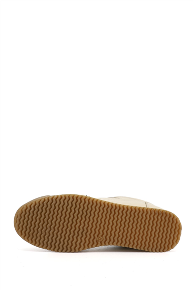 Kadın Bej Lastik Bağcıklı Hakiki Deri Sneaker