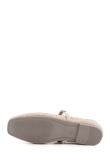 Womens Beige Mary Jane Ballet Flats