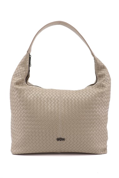 Womens Beige Woven Printed Shoulder Bag