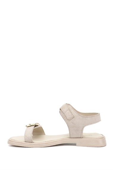 Kadın Bej Süet Bilek Bantlı Sandalet