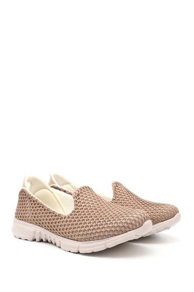 Kadın Bej Triko Memory Foam Tabanlıklı Comfort Sneaker