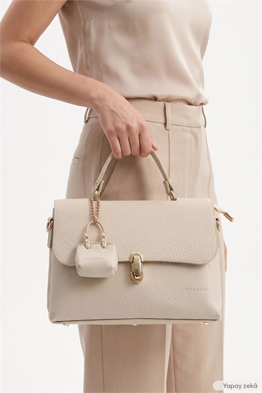 Womens Beige Long Strap Hand and Shoulder Bag