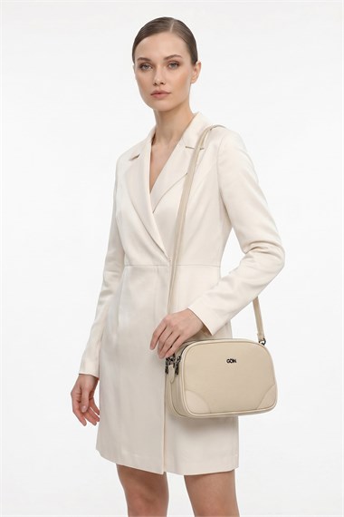 Womens Beige Long Strapped Shoulder Bag