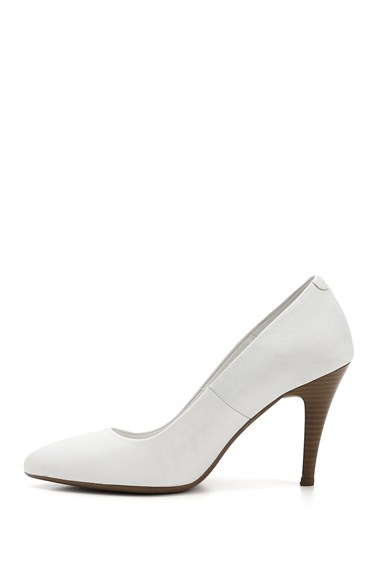 Womens White Antique Pointed Toe Thin Heel Genuine Leather Stiletto
