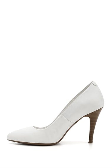 Womens White Antique Pointed Toe Thin Heel Genuine Leather Stiletto