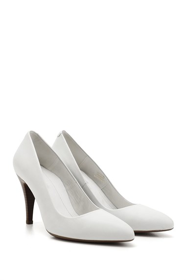Womens White Antique Pointed Toe Thin Heel Genuine Leather Stiletto